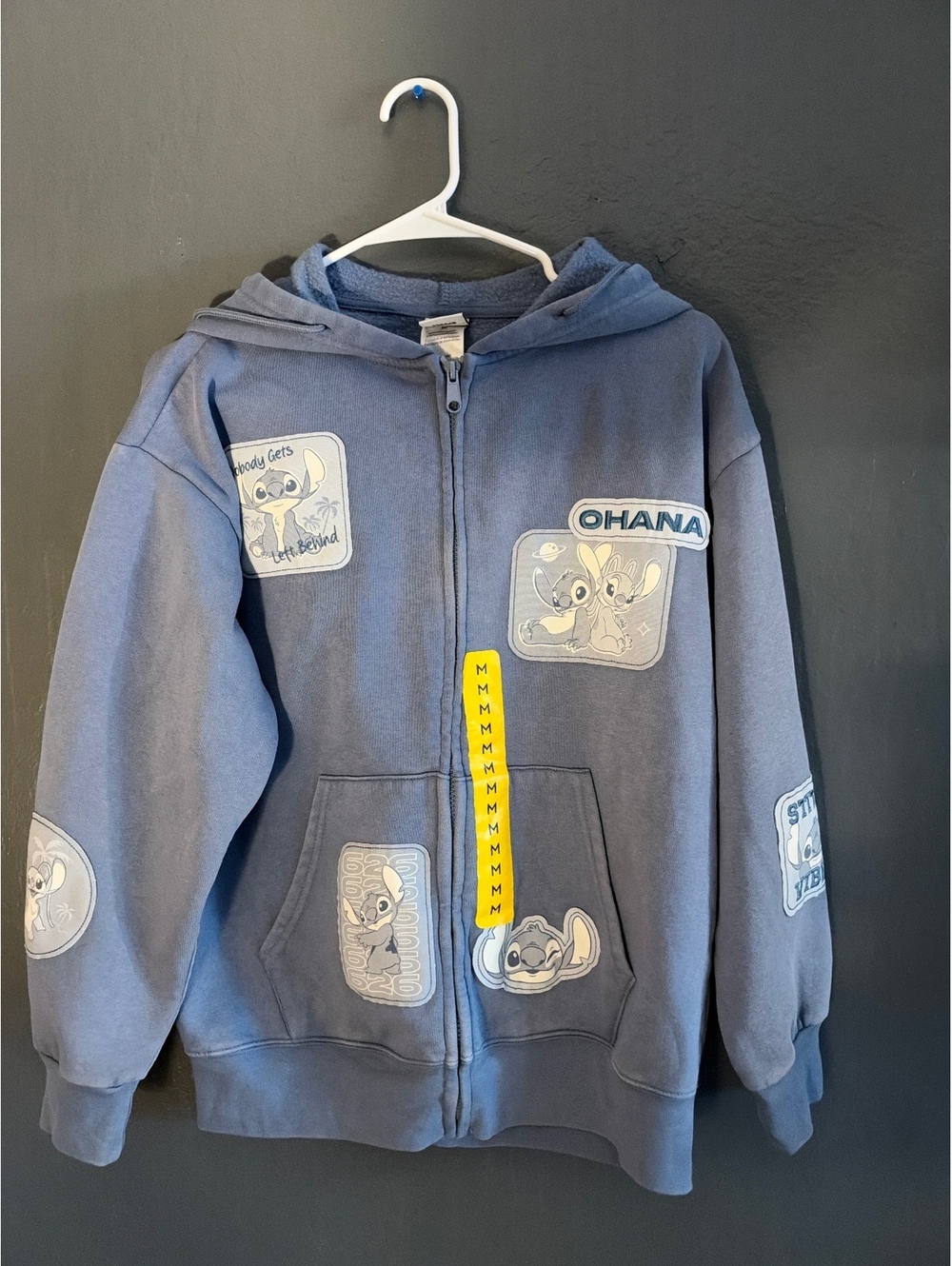 Disney Stitch Blue Hoodie with Ohana Patches